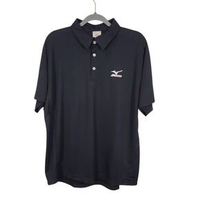 Mizuno Golf Polo Shirt Mens Short Sleeve Athletic Training Black - Large